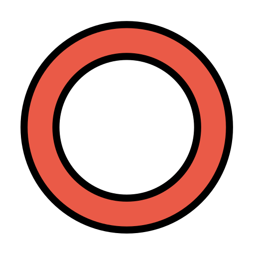 Cercle vermell buit per OpenMoji 15.1