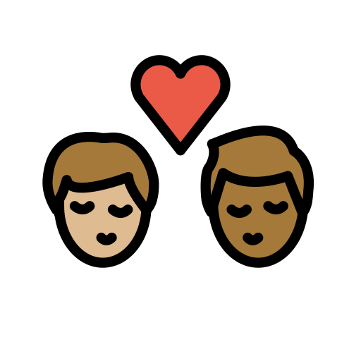 OpenMoji 15.1의 경우 키스: 남자 남자 연한 갈색 피부 진한 갈색 피부