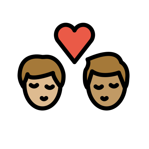 Φιλί: άντρας, άντρας, μεσαίος-ανοιχτόχρωμος τόνος δέρματος, μεσαίος τόνος δέρματος για OpenMoji 15.1