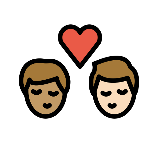 Φιλί: άντρας, άντρας, μεσαίος τόνος δέρματος, ανοιχτόχρωμος τόνος δέρματος για OpenMoji 15.1