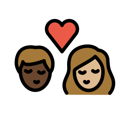 Φιλί: ενήλικας, ενήλικας, σκούρος τόνος δέρματος, μεσαίος-ανοιχτόχρωμος τόνος δέρματος για OpenMoji 15.1