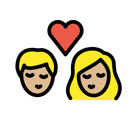 Bacio Tra Coppia: Donna, Uomo, Carnagione Abbastanza Chiara per OpenMoji 15.1
