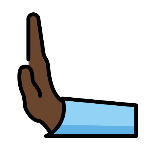 OpenMoji 15.1의 경우 왼쪽으로 밀기 손: 다크 스킨 톤