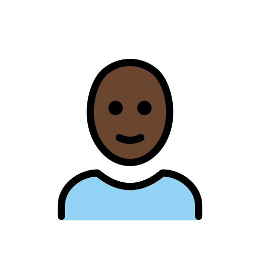 איש: גוון עור כהה, קירח עבור OpenMoji 15.1