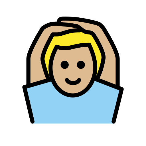 Mann Mit Händen Auf Dem Kopf: Medium Til Lys Teint für OpenMoji 15.1