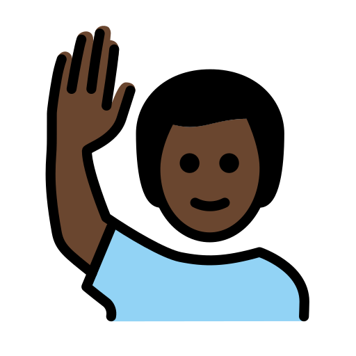 Home que aixeca la mà: pell fosca per OpenMoji 15.1