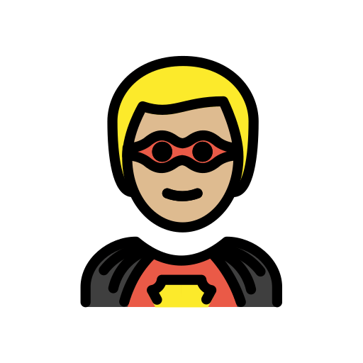 Manlig superhjälte: mellanljus hy för OpenMoji 15.1