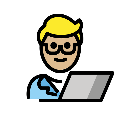 Άντρας τεχνολόγος: μεσαίος-ανοιχτόχρωμος τόνος δέρματος για OpenMoji 15.1