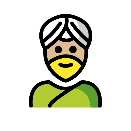 Homme En Turban: Peau Moyennement Claire pour OpenMoji 15.1