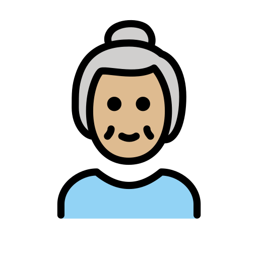 Oude vrouw: lichtgetinte huidskleur voor OpenMoji 15.1