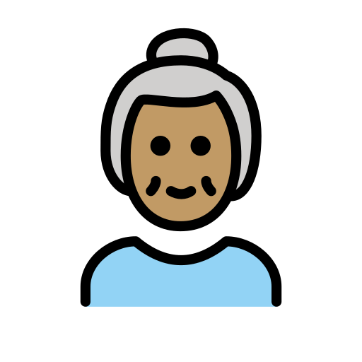 Oude vrouw: getinte huidskleur voor OpenMoji 15.1