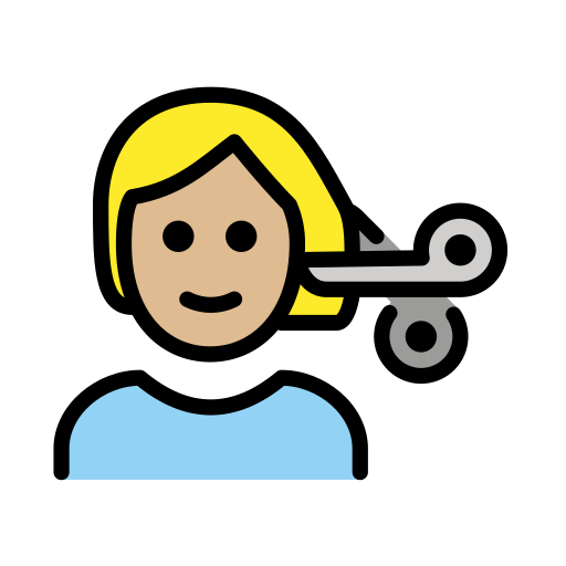 Persona que es talla el cabell: to de pell mig clar per OpenMoji 15.1