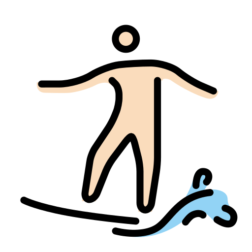 Sörf yapan kişi: açık cilt tonu için OpenMoji 15.1