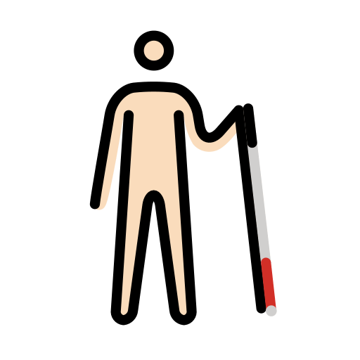 Beyaz Bastonlu ve Sağa Bakan Kişi: Açık Ten Rengi için OpenMoji 15.1