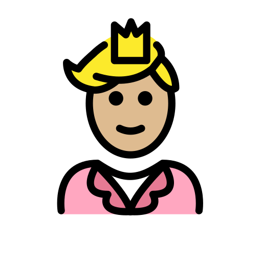 Prens: orta açık cilt tonu için OpenMoji 15.1