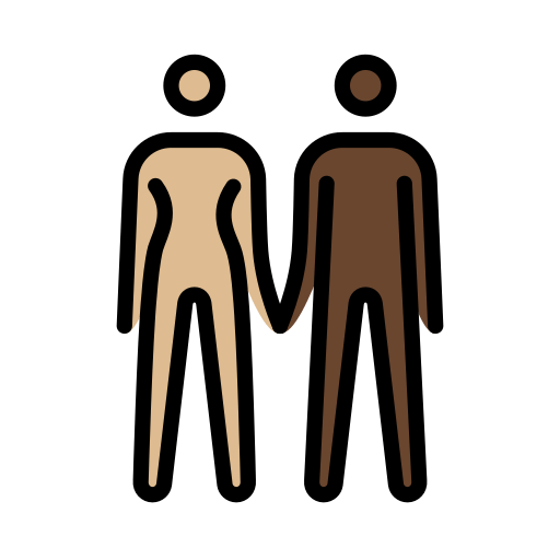 Woman and Man Holding Hands: Medium-Light Skin Tone, Dark Skin Tone for OpenMoji 15.1