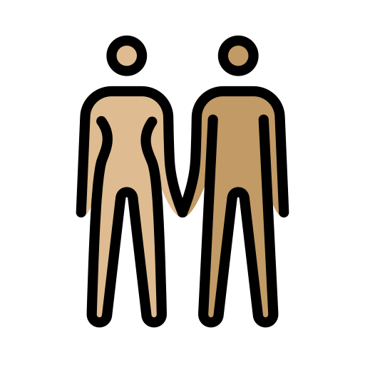 Nainen ja mies kädestä pitäen: Keskivaalea ihonsävy, Keskivaalea ihonsävy. varten OpenMoji 15.1