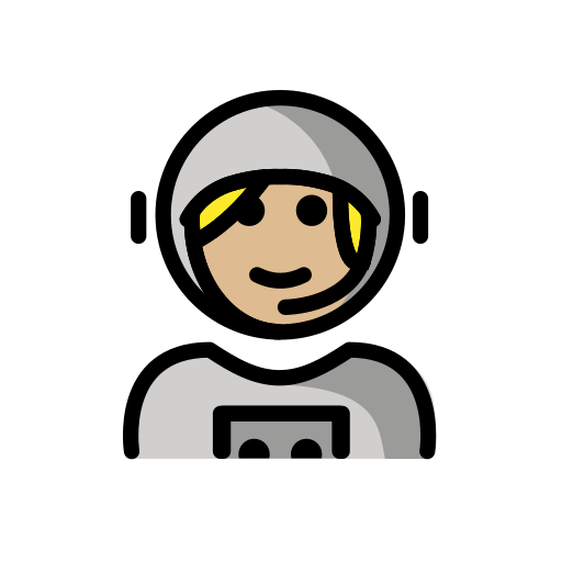 Kadın astronot: orta açık cilt tonu için OpenMoji 15.1