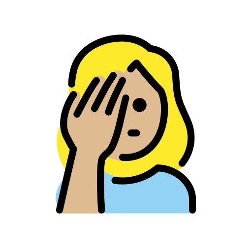 Sich An Den Kopf Fassende Frau: Medium Til Lys Teint für OpenMoji 15.1