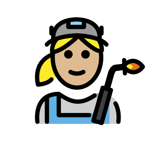 OpenMoji 15.1의 경우 공장 여자 직원: 연한 갈색 피부