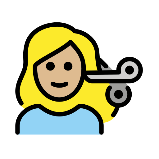 Woman Getting Haircut: Medium-Light Skin Tone for OpenMoji 15.1