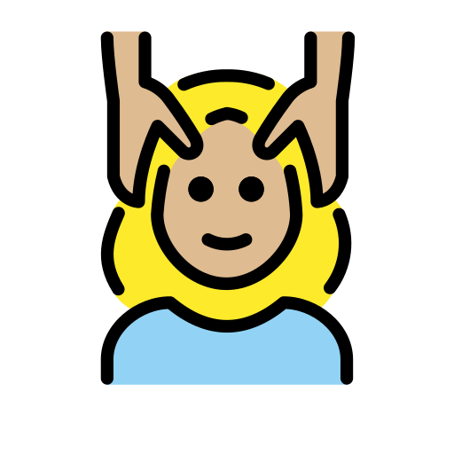 Người phụ nữ được xoa bóp mặt: màu da sáng trung bình cho OpenMoji 15.1