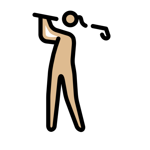 Dona jugant al golf: pell mitjana-clara per OpenMoji 15.1