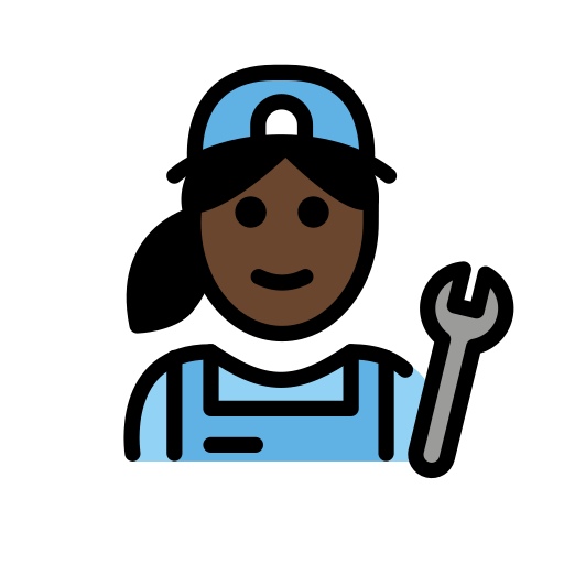Kadın tamirci: koyu cilt tonu için OpenMoji 15.1