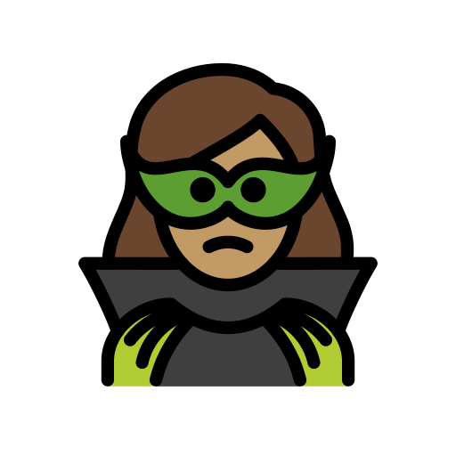 Kvinnelig superskurk: hudtype 4 for OpenMoji 15.1