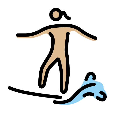 Surfující žena: Středně světlý odstín pleti pro OpenMoji 15.1