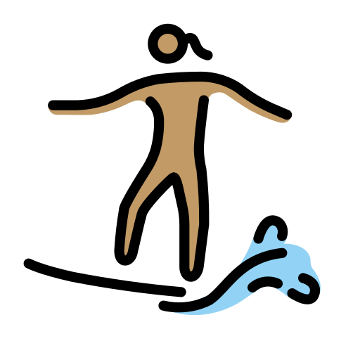 Sörf yapan kadın: orta cilt tonu için OpenMoji 15.1