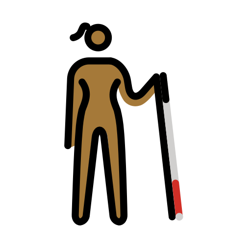 Žena s bílou holí směřující doprava: středně tmavý odstín pleti pro OpenMoji 15.1