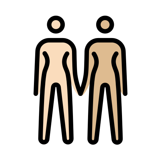 OpenMoji 15.1의 경우 손을 잡고 있는 두 명의 여자: 하얀 피부 연한 갈색 피부