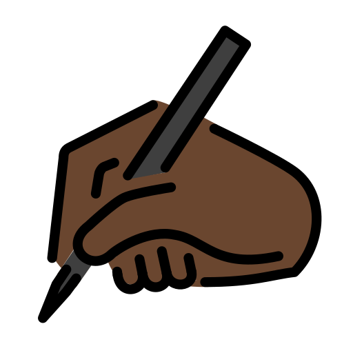 יד כותבת: גוון עור כהה עבור OpenMoji 15.1