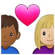 Cuplu cu inimă: Femeie, Bărbat, ten mediu deschis, ten mediu închis pentru Samsung One UI 4.0 January 2022