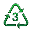 Återvinningssymbol för plast av typ 3 för Samsung One UI 6.1.1