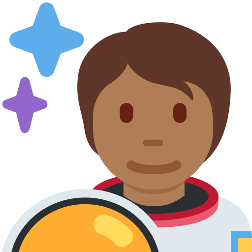 Angkasawan: ton kulit sederhana gelap untuk Twitter (X) Twemoji 15.0.3