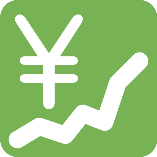 גרף עולה עם סימן ין עבור Twitter (X) Twemoji 15.0.3