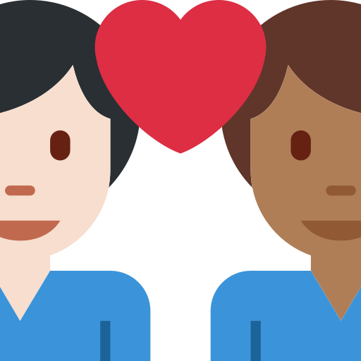 Coppia Con Cuore: Uomo, Uomo, Carnagione Chiara, Carnagione Abbastanza Scura per Twitter (X) Twemoji 15.0.3