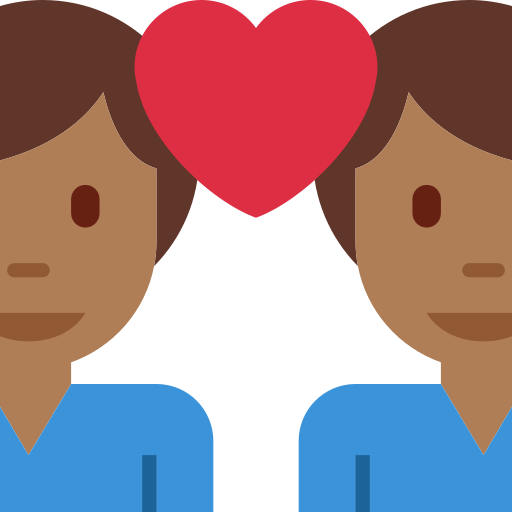 Pár se srdcem: Muž, Muž, Středně tmavý odstín pleti pro Twitter (X) Twemoji 15.0.3