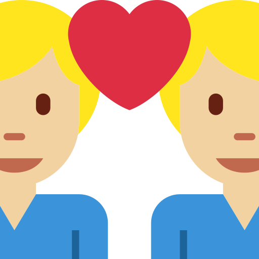 Par med hjerte: mand, mand og medium til lys teint for Twitter (X) Twemoji 15.0.3