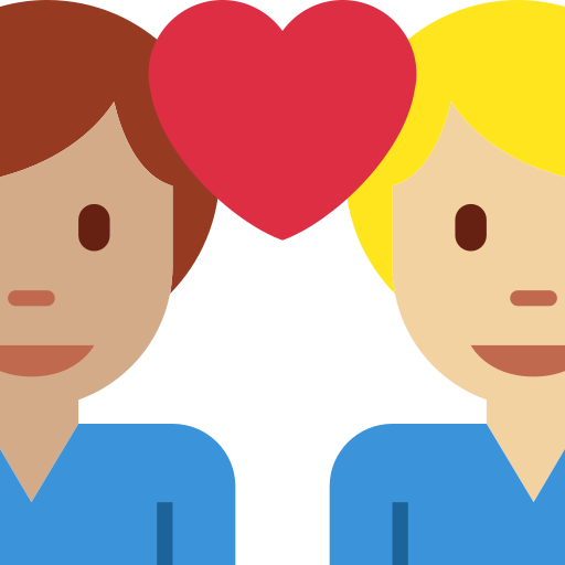 Par med hjerte: mand, mand, medium teint og medium til lys teint for Twitter (X) Twemoji 15.0.3