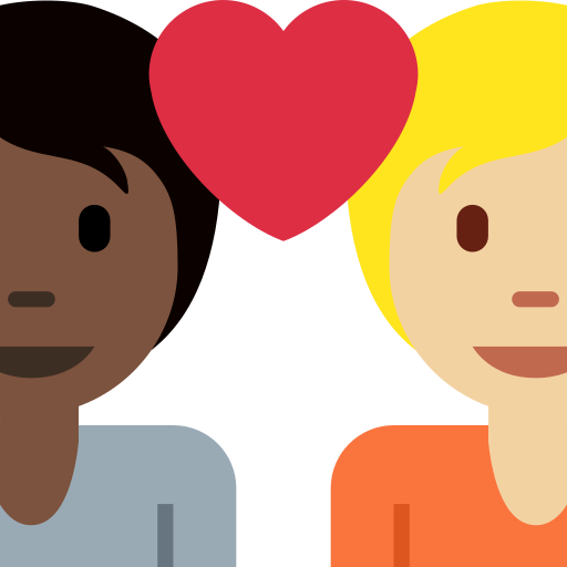Couple Avec Cœur: Adulte, Adulte, Peau Foncée, Peau Moyennement Claire pour Twitter (X) Twemoji 15.0.3