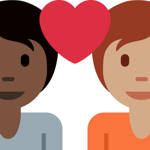Couple Avec Cœur: Adulte, Adulte, Peau Foncée, Peau Légèrement Mate pour Twitter (X) Twemoji 15.0.3