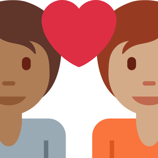 Par med hjerte: voksen, voksen, medium til mørk teint og medium teint for Twitter (X) Twemoji 15.0.3