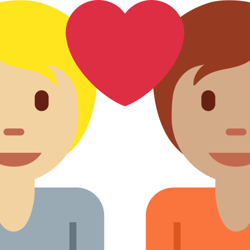 Pár se srdcem: Osoba, Osoba, Středně světlý odstín pleti, Střední odstín pleti pro Twitter (X) Twemoji 15.0.3