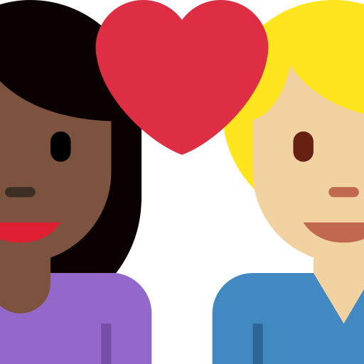 Stel met hart: vrouw, man, donkere huidskleur, lichtgetinte huidskleur voor Twitter (X) Twemoji 15.0.3