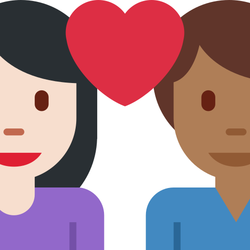 Stel met hart: vrouw, man, lichte huidskleur, donkergetinte huidskleur voor Twitter (X) Twemoji 15.0.3