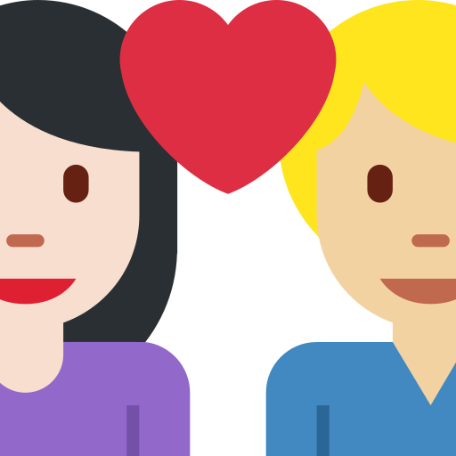 Casal Apaixonado: Mulher, Homem, Pele Clara, Pele Morena Clara para Twitter (X) Twemoji 15.0.3