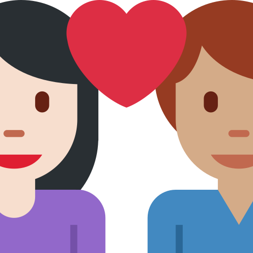Couple Avec Cœur: Femme, Homme, Peau Claire, Peau Légèrement Mate pour Twitter (X) Twemoji 15.0.3